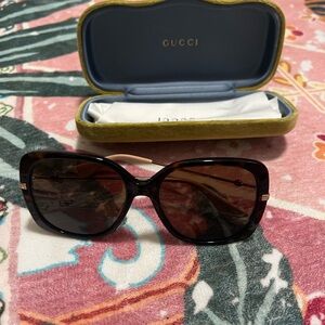 Gucci GG0511S 003 Oversized Havana Brown Butterfly Sunglasses Women 57-18-140